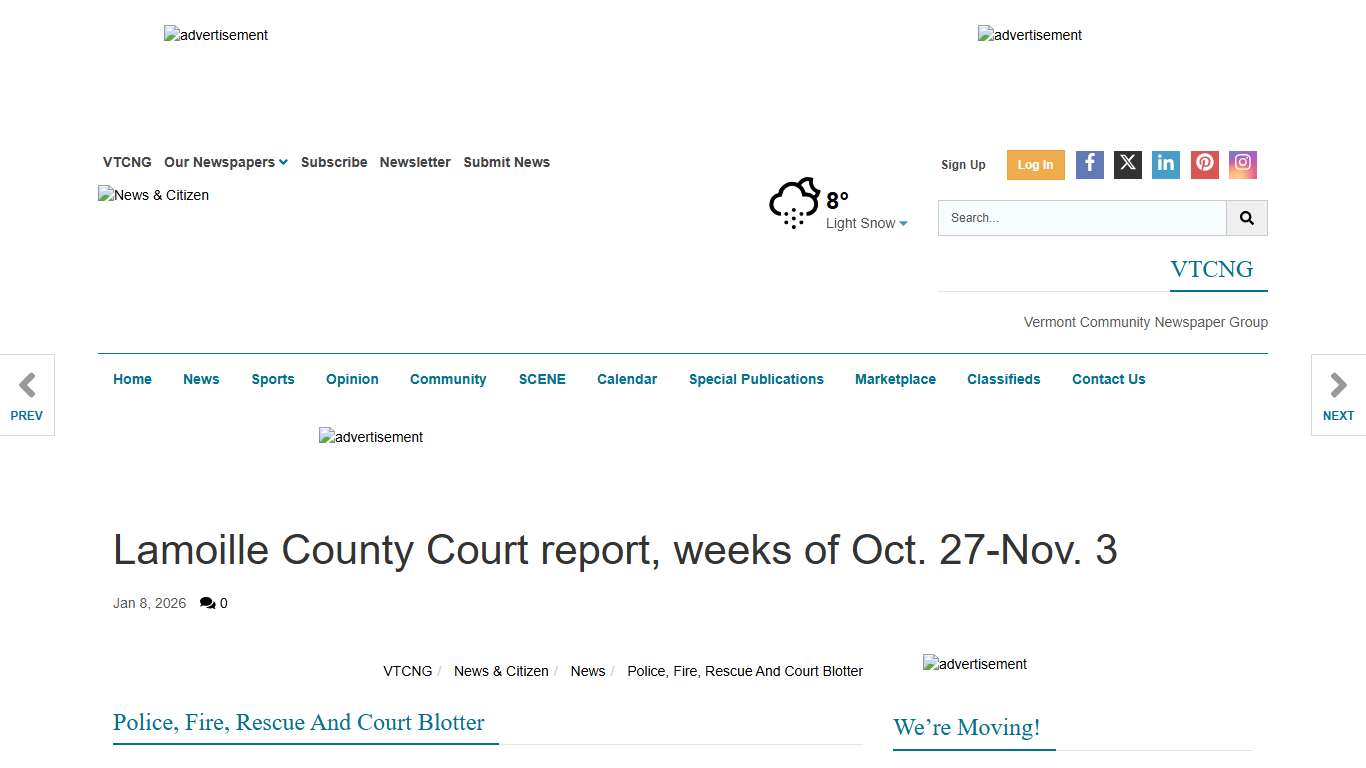 Lamoille County Court report, weeks of Oct. 27-Nov. 3 Police, Fire, Rescue And Court Blotter vtcng.com